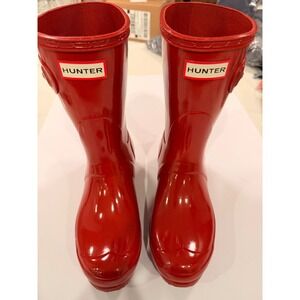 Hunter Original Short Gloss Rain Boots Red Women's US 7 EU 38